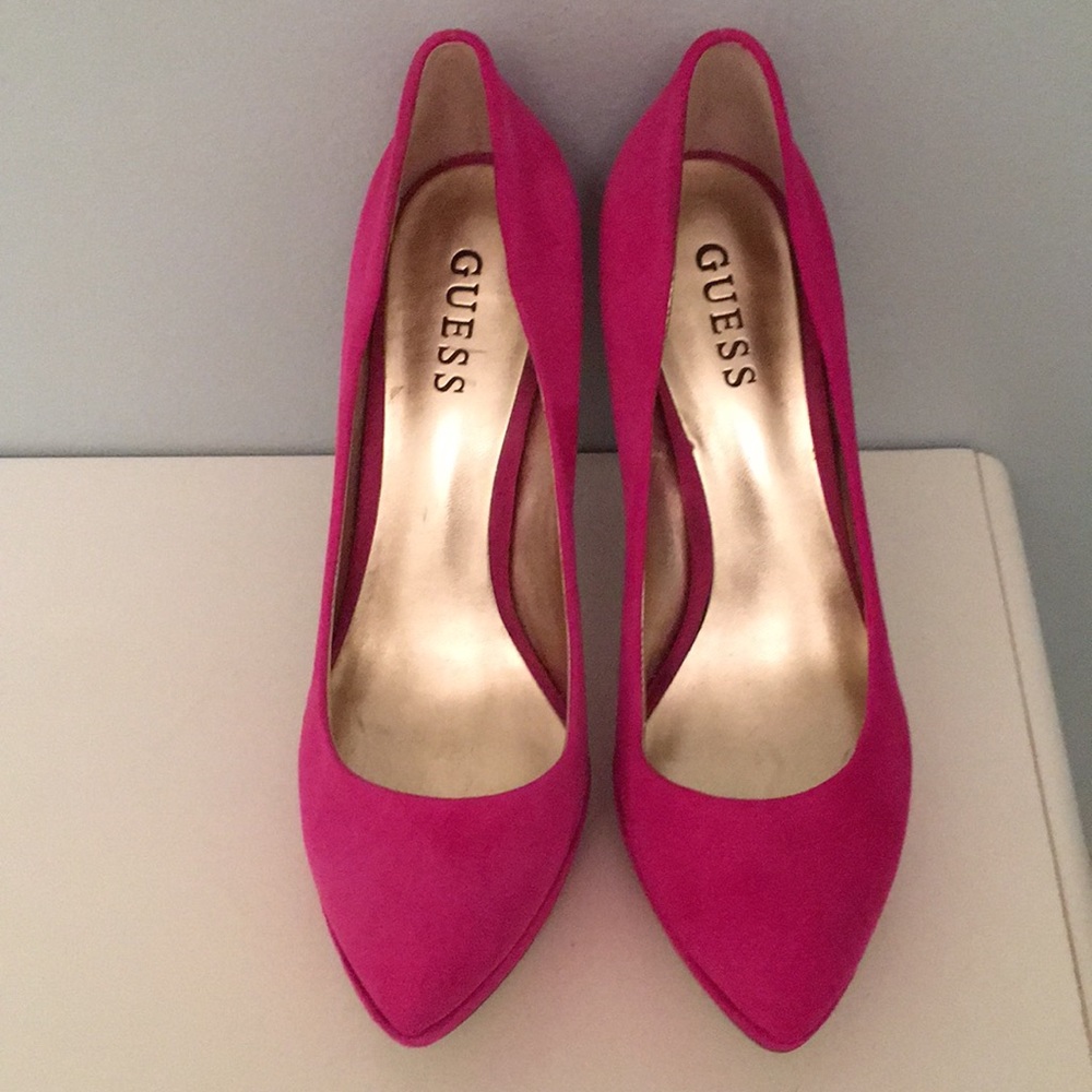 Pink Suede Platform Pumps